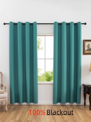 1pc Modern 100% Blackout Curtains with Grommet Top, Soft Fabric and Solid Color Curtain,  Curtains for Living Room, Bedroom
