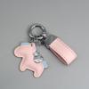 Instant Wealth Leather Keychain with Cartoon Pony Pendant for Couples – Trendy Bag and Car Accessory