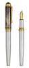 Xezo Master Pearl Fine Point Fountain Pen Crafted from Solid 925 Sterling Silver with Black Mother of Marine 18K Gold Origin. Plated.