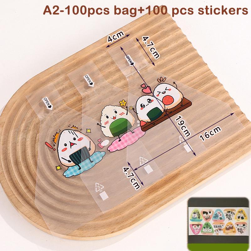50/100Pcs Lovely Cartoon Triangle Rice Ball Packing Bag Seaweed Onigiri Sushi Bento Making Mold Bento Accessories Sushi Bags
