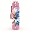 1PC Blue Spotted Flower Graphic,750ml Color Plastic Sports Water Bottle,Leakproof Flip Straw Lid,Suitable for Sports Office Home Use