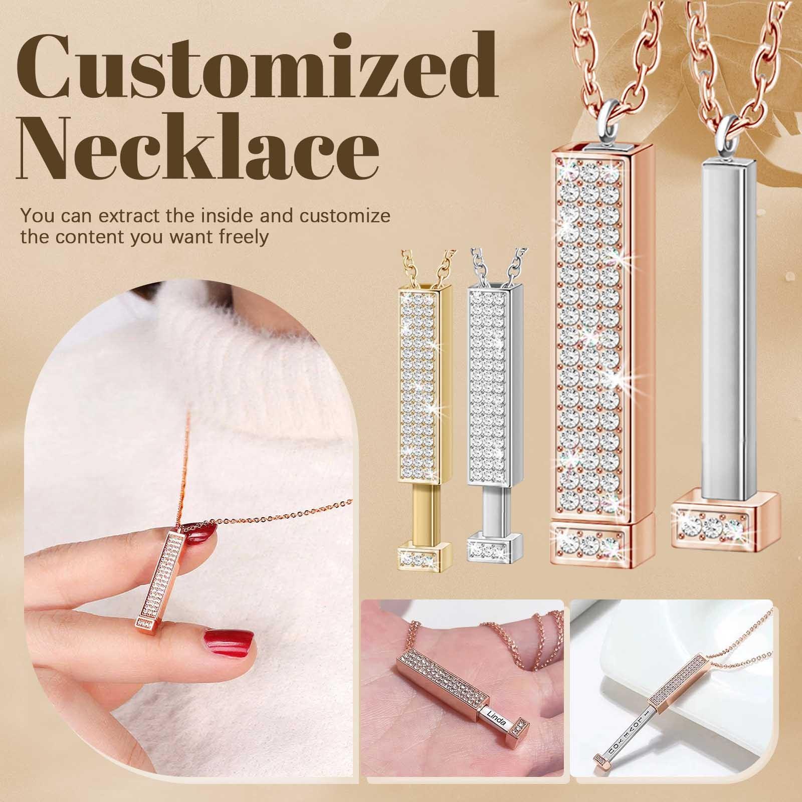 

Personalized Creative Square Retractable Three-Dimensional Stick Necklace One Size золотий