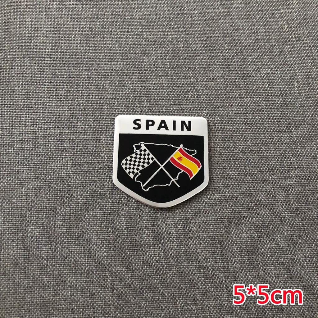 South Korea Spain Indonesia Flag Label SPAIN KOREA Indonesian Car Logo Aluminum Sticker Side Label Tail Label