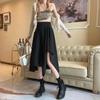 High Waist Irregular A-Line Midi Skirt - Summer Draping Slit for Petite Women