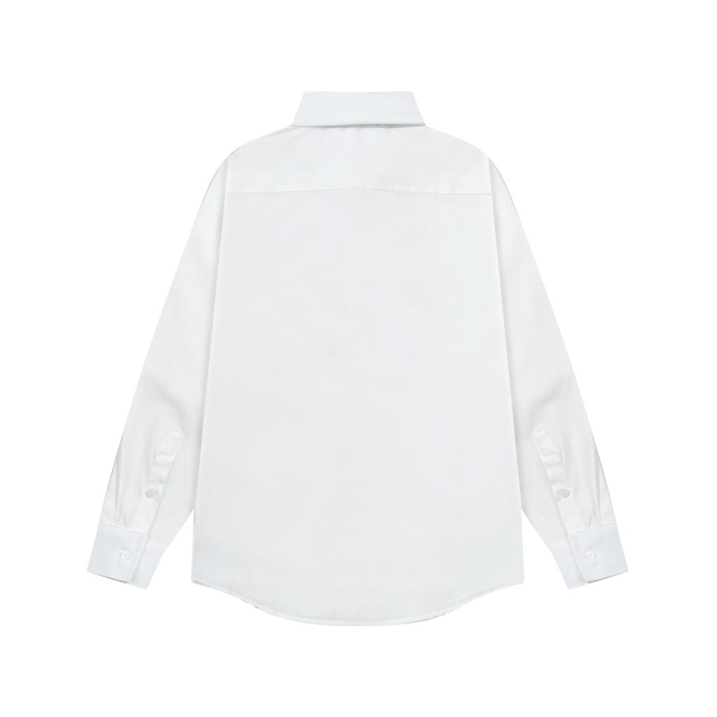 AMI 2025 Autumn New Product Chest Pocket Classic Black Embroidered Small Love Casual Cotton Solid Color Long Sleeve Shirt