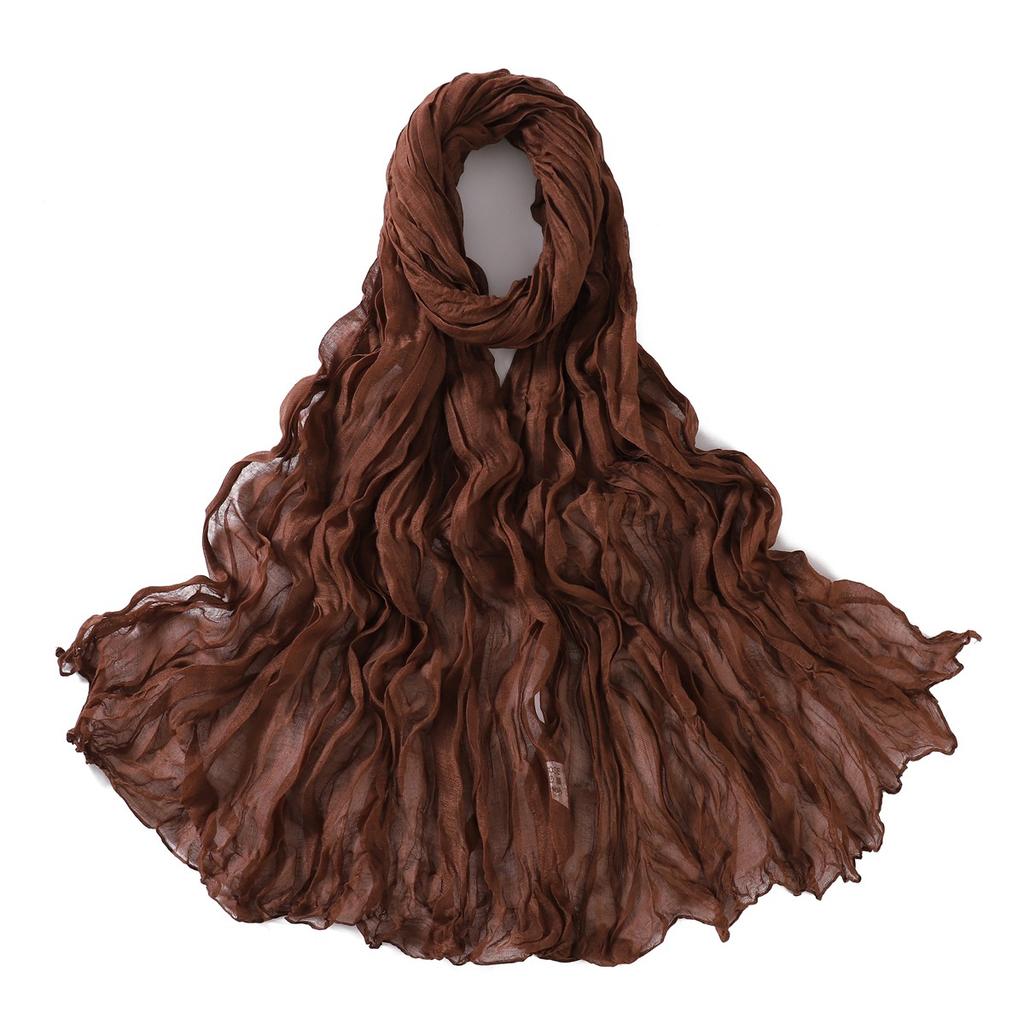 Autumn New Crumpled Scarf For Women Girls Students Solid Color Cotton Voile Thin Scarves Soft Knitting Shawl Female Wrap Shawls