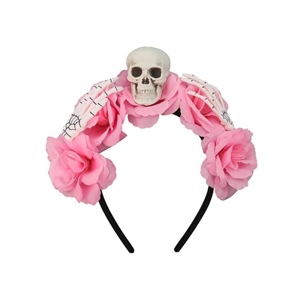 Halloween Decor Skull Head Headband Simulation Flower Gothic Flower Hairband  Photography Props