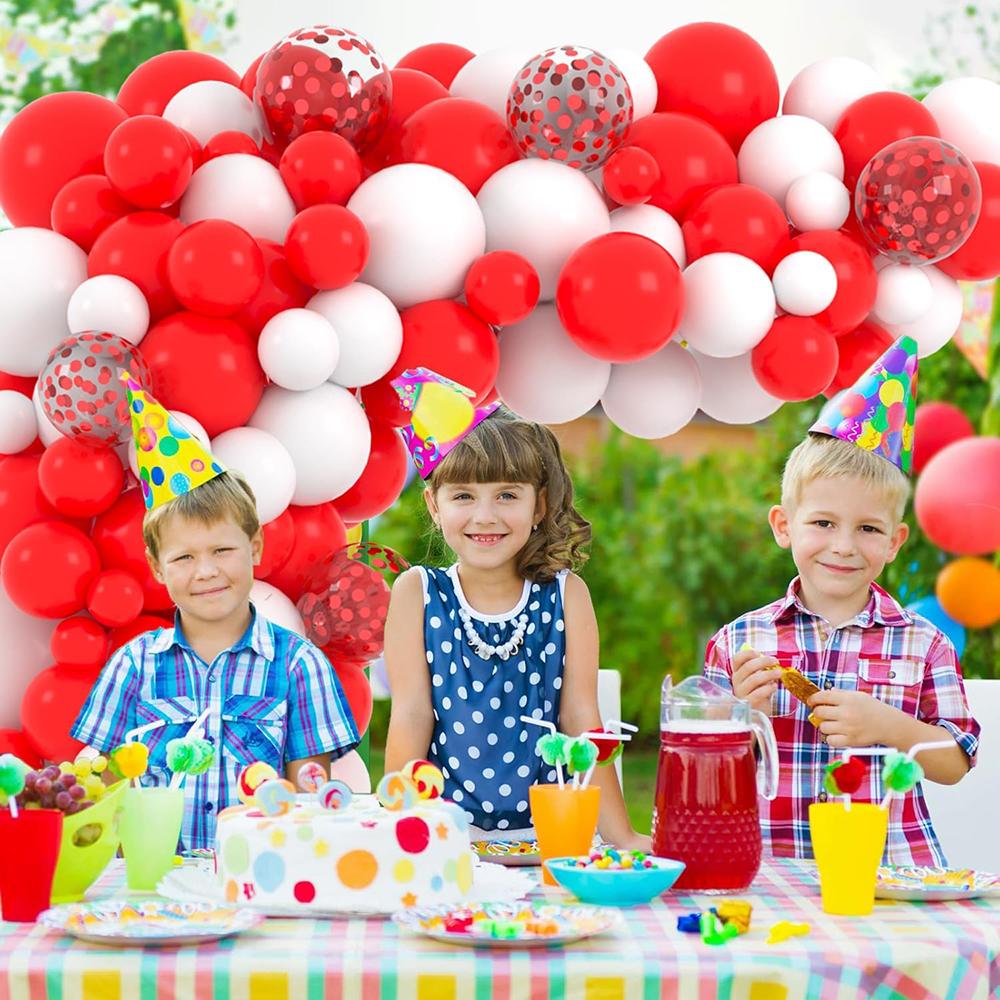 Christmas White Balloons Garland Red Confetti Balloon Arch Kit Birthday Party Baby Shower Wedding Graduation Decoration Globos