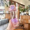 Water bottle summer simple sports water cup high value portable double drink straw cup trend male and female students plastic cup high temperature