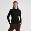 Swt25054-01 Ribbed Half-Neck Long Sleeve Black