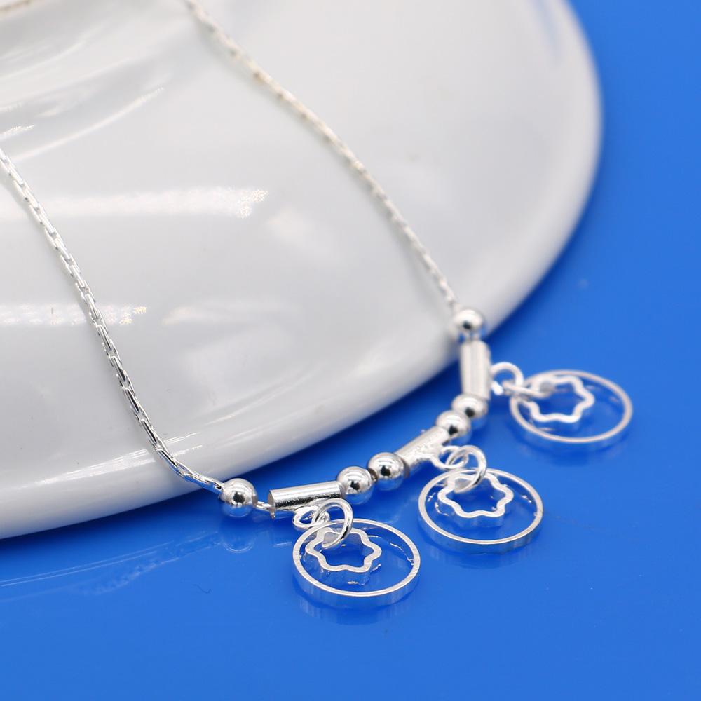 100 % 925 Sterling Silber Pflaume Blume Fußkettchen Frauen Sommer Strand Barfuß Sandalen Armband am Bein Fuß Schmuck