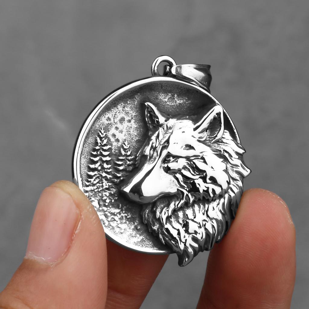 YQ 316L Stainless Steel Viking Wolf Pendant Necklace For Men Goth Jewelry Accessories