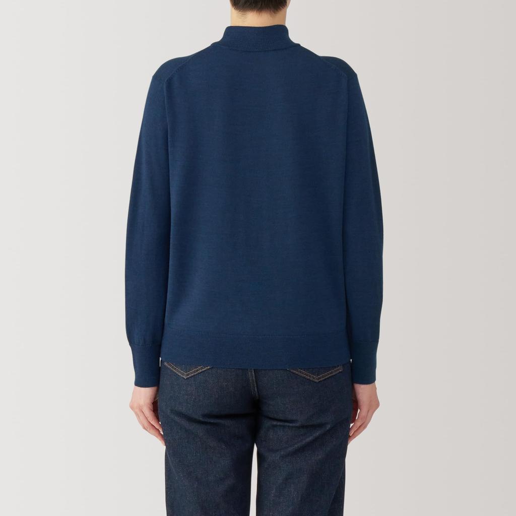 MUJI Washable Wool Smoky Size S Women's High-Gauge High-Neck Sweater, BA1OYA4A, Blue,