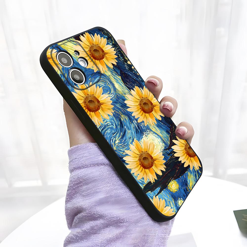 Sunflower Starry Phone Case For IPhone 17 Pro Max 15 Pro 16 14 Plus 12 13 Mini 11 Pro Shockproof Soft Cover