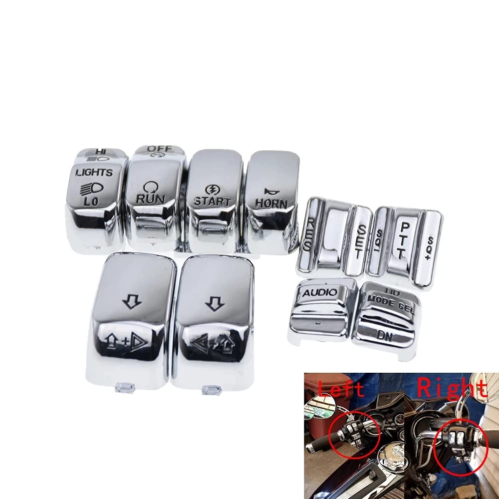 Chrome Hand Control Switch Housing Switch Cap Kit Compatible for Harley Davidson Touring Electra Road Glide Road King Tri Glide Ultra FLHTCU FLTR