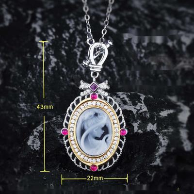 Retro French Style Relief Beauty Head Necklace Pendant Suitable For Women's Daily Party Fashion Jewelry