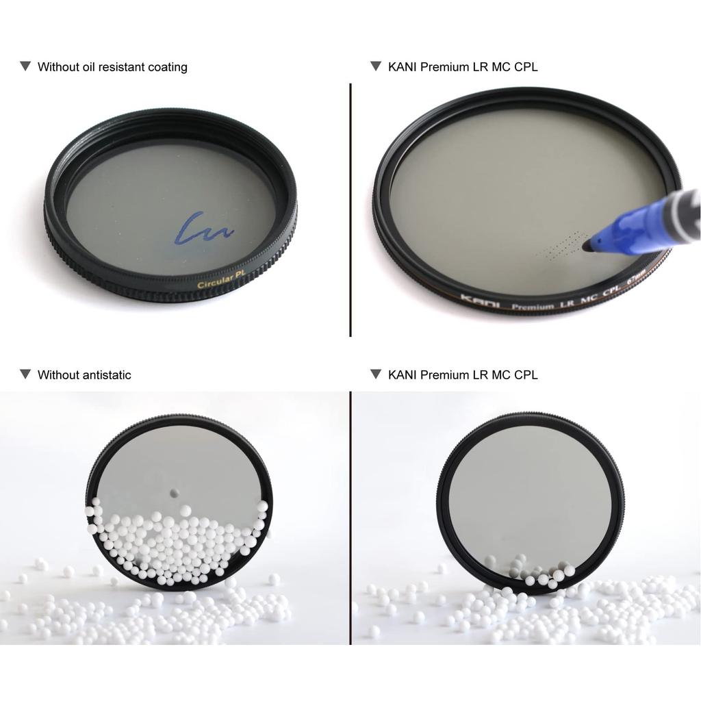 KANI 55mm PL Filter Premium LR MC CPL Ultra Slim Thin Frame Circular Polarizing Filter with Low and Nano Coating Reflection, Water-Repellent,