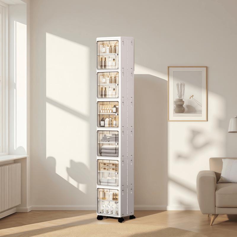 Large Capacity Floor-Standing Dustproof Gap Storage Cabinet for Bathroom