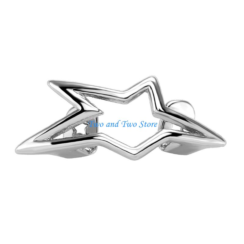 HX6F Hollow Star Grillzs Teeth Jewelry Smooth Copper Crafted Hip Hop Styles серебряный