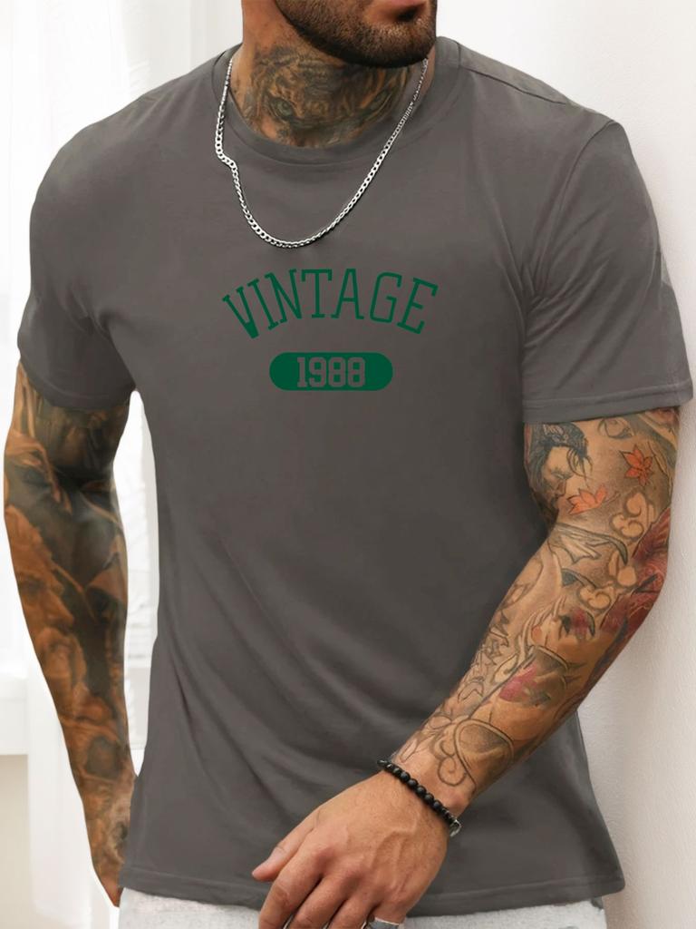Short Sleeve TShirt VINTAGE 1988 Mens 100 Cotton Pattern Printed Shirt Summer Round Neck Breathable Casual Fashion Cool Tee