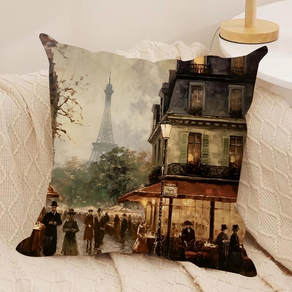 Retro Literature Art Cushion Cover Silky Short Plush Invisible Zipper Dustproof Sofa Pillow Case For Home Decor