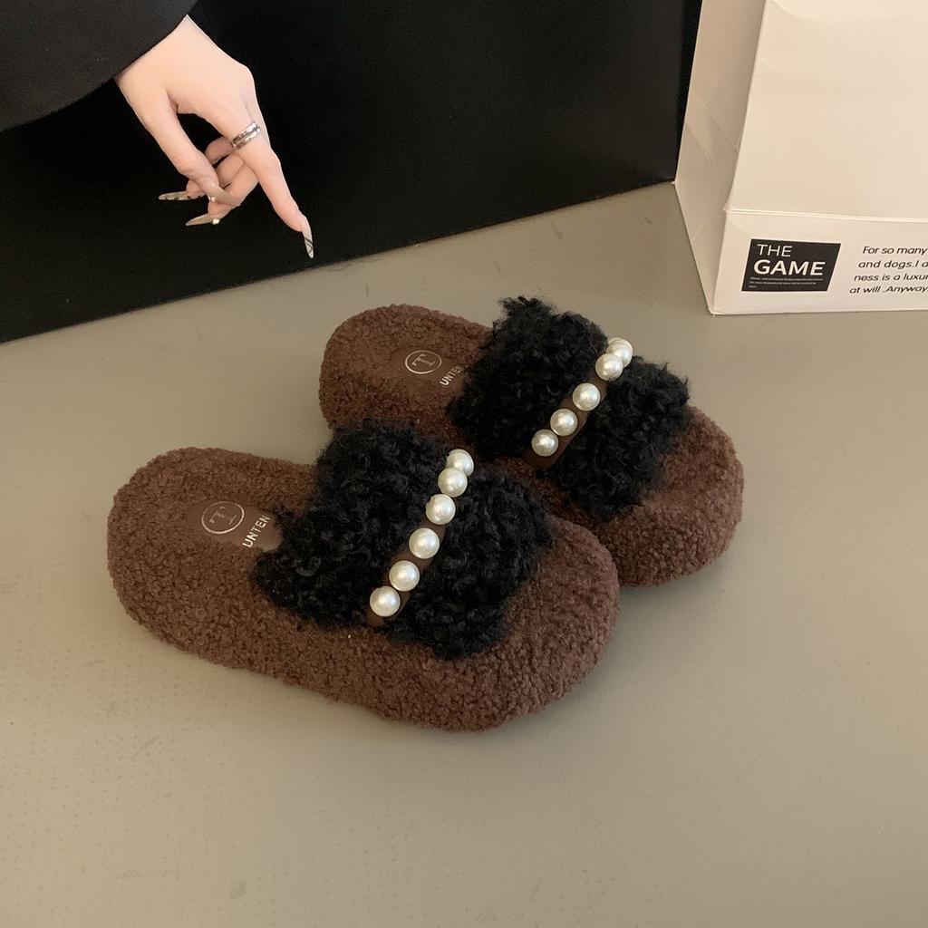 Fashion super fire cotton slippers senior college style thin thick bottom fluffy slippers women's wear