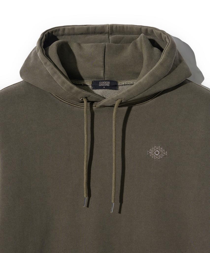 GAKKAI UNIONS Ethnic Sleeve Pigment Hoodie Khaki Mocha