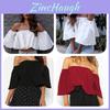 Stylish Summer Off Shoulder Ruffle Hem Loose Fit Top Women Urban Fashion Tee