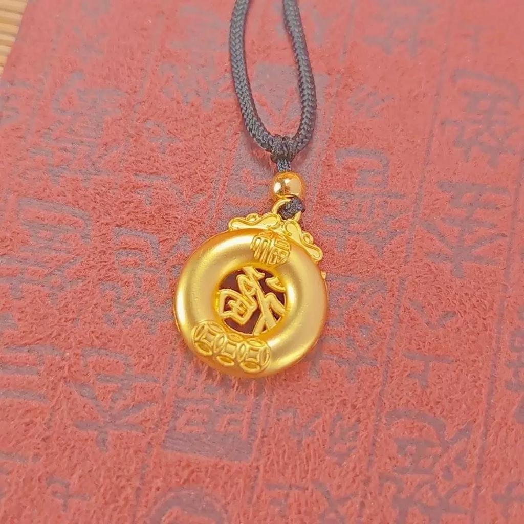 Popular fat Fu new small fat Fu hanging black rope necklace Fu character ingot girlfriend gift Chinese style