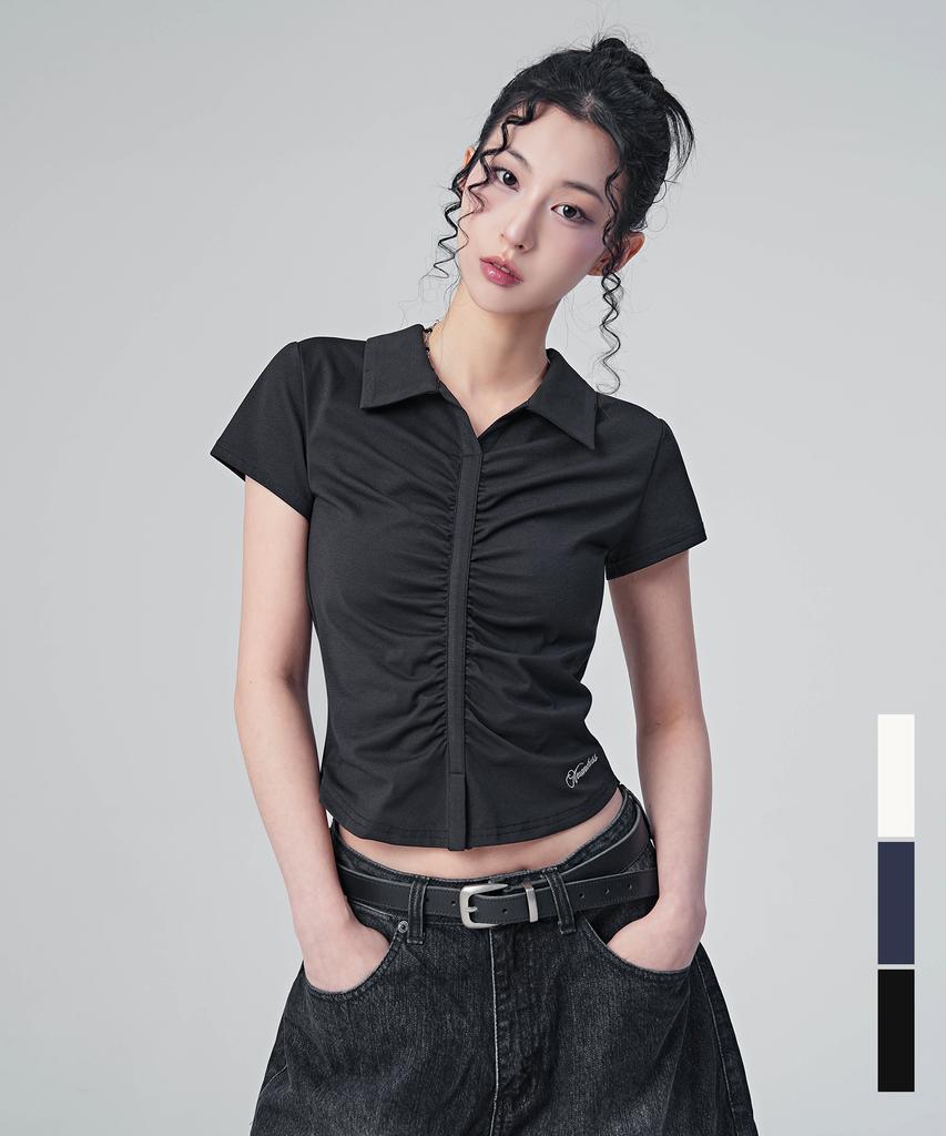 AVANDRESS Bellin Sorona Collar Shirring Tee_3 Colors