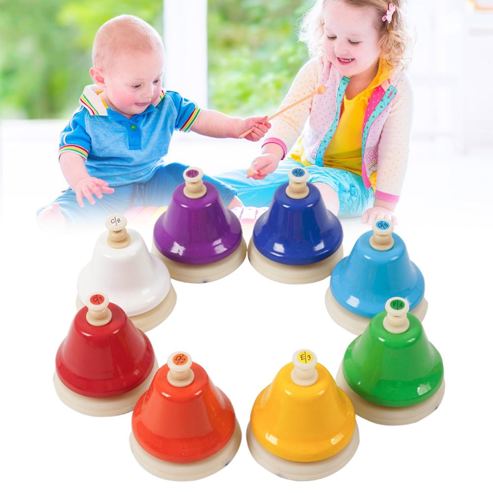 8 Note Hand Bell Children Toy Music Rainbow Percussion Instrument Set Beginner Educational Toy Gift