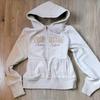 Y2K Punk Vintage Gray Fleece Hoodie Women Plush Lined Zip Sweatshirt Retro Grunge Streetwear Hot Girl Jacket