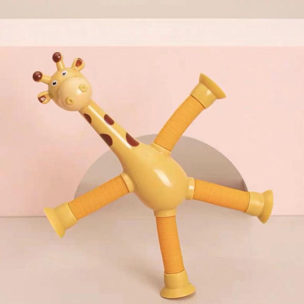Neues Cartoon-Saugnapf-Teleskoprohr-Giraffe mit verschiedenen Leuchteffekten – Kreatives Dekompressionsspielzeug für Kinder ab 12 Jahren