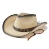 Straw western cowboy hat women's summer seaside sunshade sun protection hat retro casual UV protection straw hat women