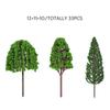 33pcs Mini Plastic Green Trees Scale Architectural Models Train Railways Landscape Scenery Layout Garden Decoration