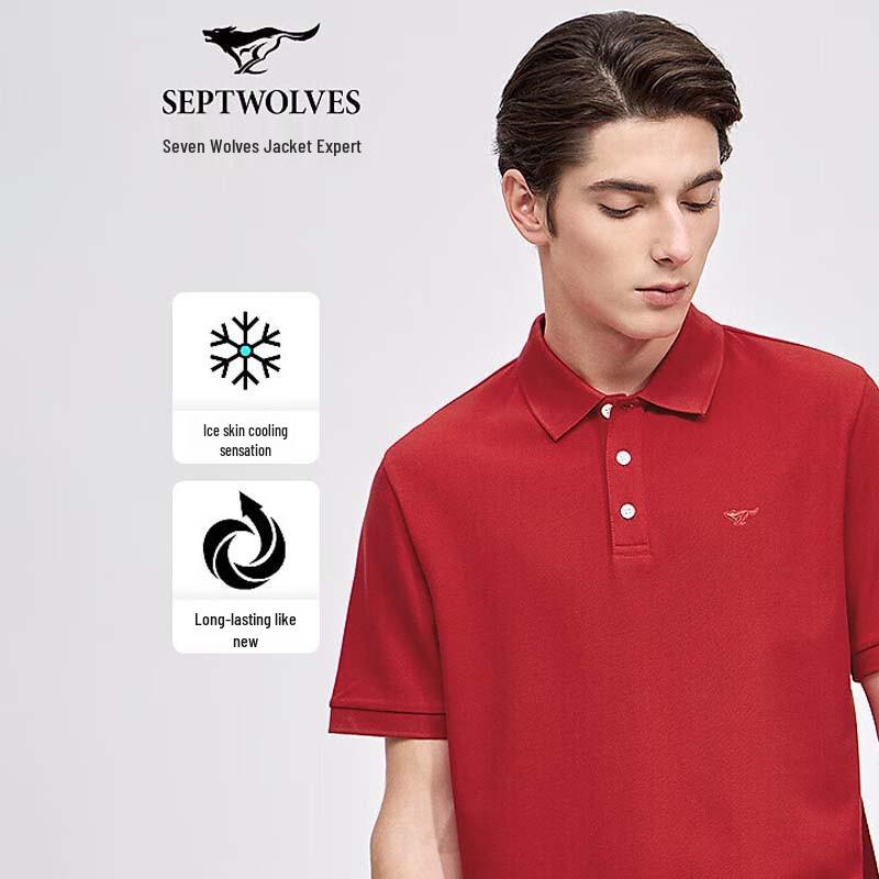 SEPTWOLVES Men's High-Cotton Short-Sleeve Polo Shirt
