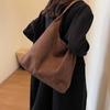 Women Suede Shoulder Bag Retro Single Shoulder Bag Large Capacity Trendy Work Solid Color Vintage Top Handle Bag