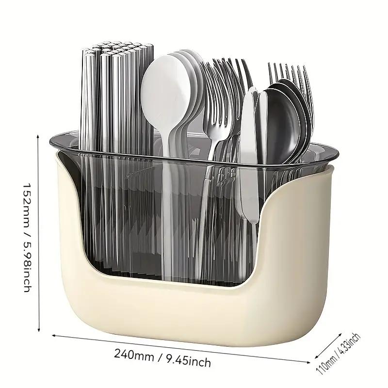 Kitchen Storage Holder For Countertop 3 Compartment Flatware Rack Transparent Utensil Caddy Spatula Holder For Silverware