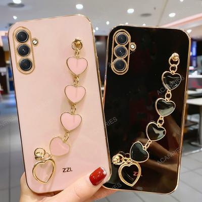 A 16 26 36 56 Luxus-Überzug Love Heart Armband Kettenetui für Samsung Galaxy A16 A26 A36 A56 A15 A25 A35 A55 5G A06 Rückseite