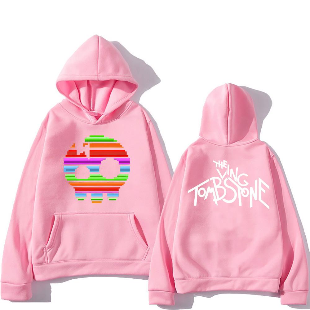 The Living Tombstone Rainbow Skull Hoodie The Living Tombstone Skull Humorous Graphic Sweatshirts Unisex Long Sleeve Pullovers