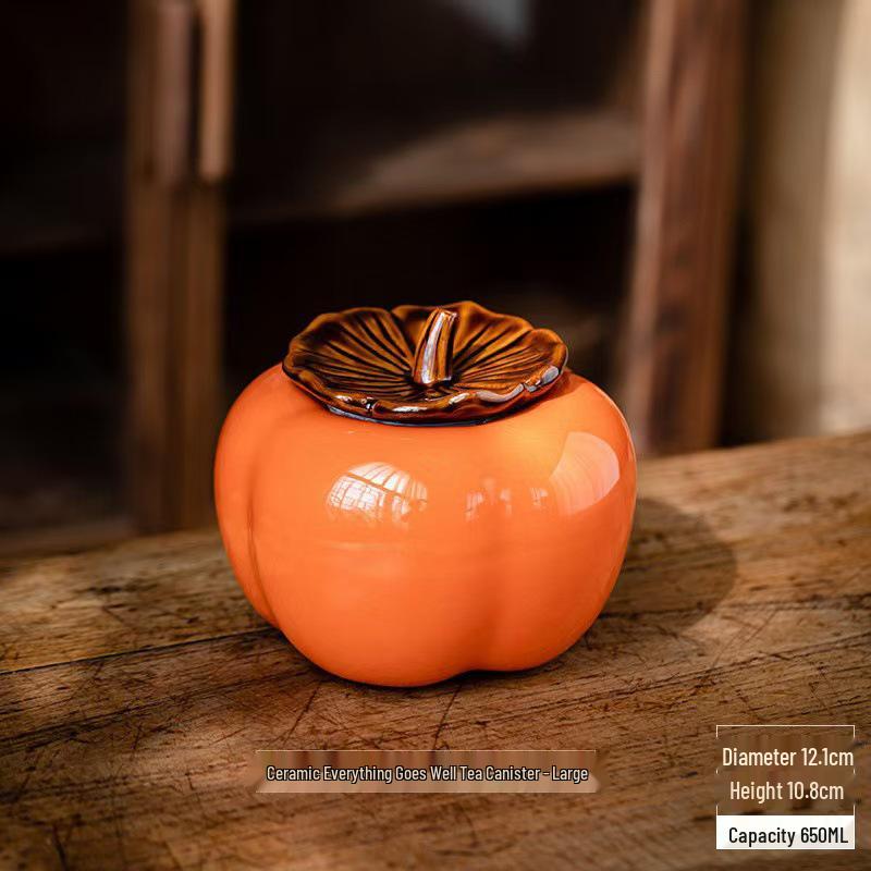 Persimmon Tea Scented Ceramic Candy Jar and Candle Holder