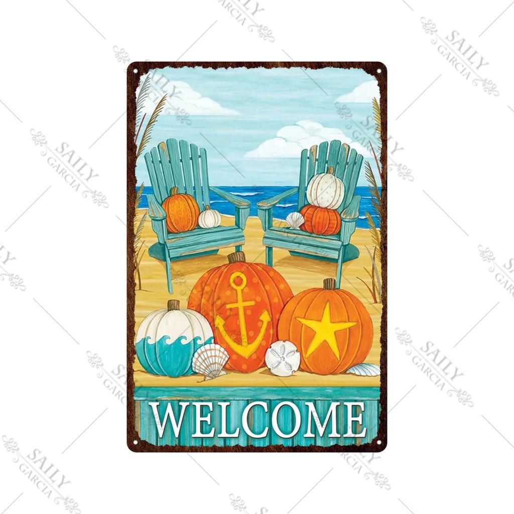 Welcome Home Vintage Metal Tin Sign Garden Wall Decor Metal Poster Sweet Home Tin Sign Family Farm Beach Hut Metal Plates Pla