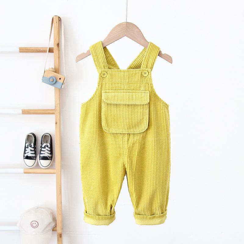 Korean Kids' Corduroy Overalls with Crotch Opening (0-3 Years) - 2026 New Style