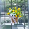 Yellow Lemon Door Hanger Basket Wreath for Front Door Artificial Lemon Fruits Spring Summer Wreath with Woven Basket for Farmhouse Porch Wall Decor