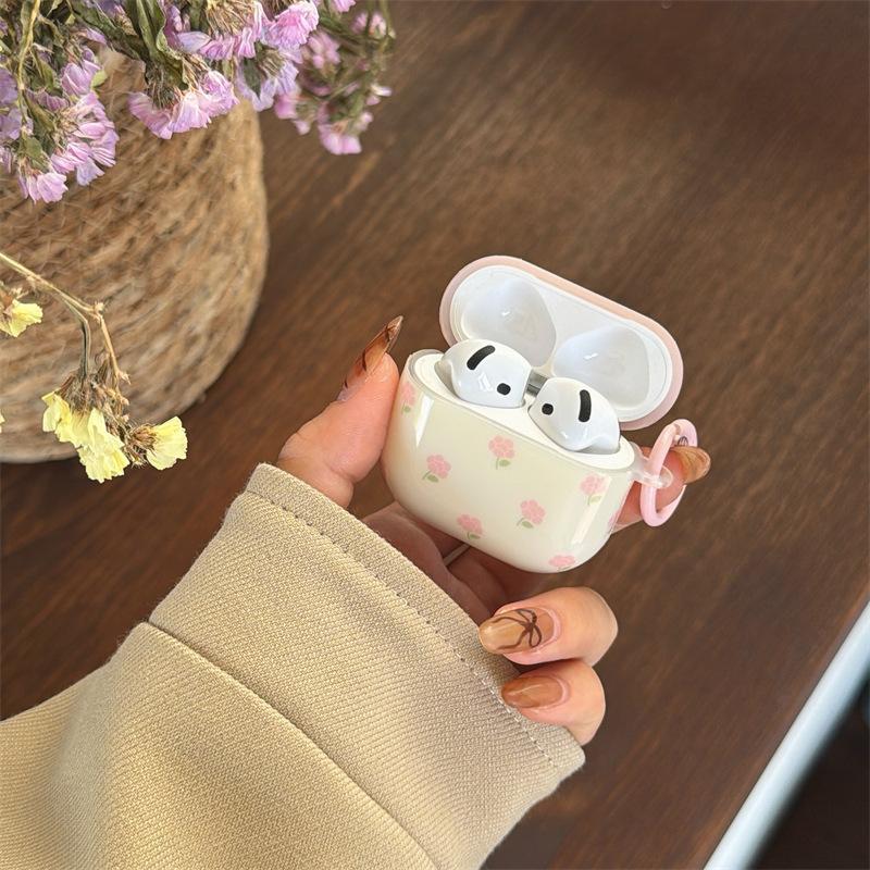 Korean pink flower AirpodsPro1 earphone case for Apple 1/1/1 generation wireless Bluetooth case soft