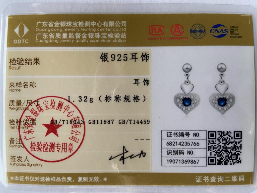 925 Sterling Silver Heart Zircon Stud Earrings For Women Charm Jewelry