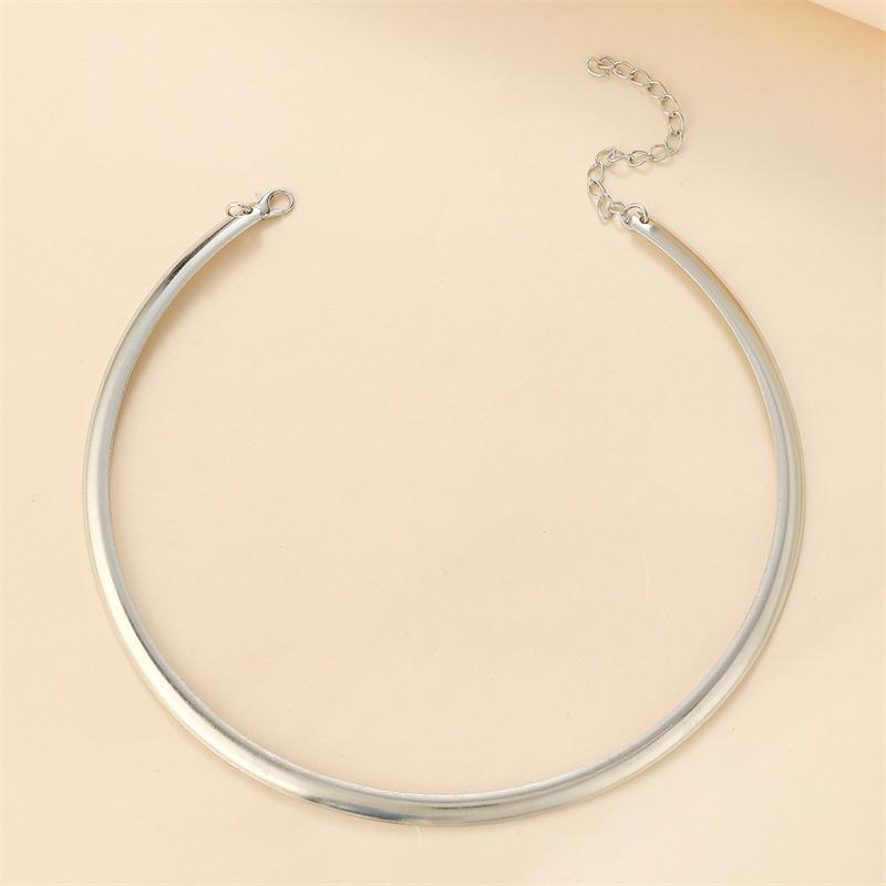 Elegantní jednoduchý masivní kruhový náhrdelník Choker pro ženy Trendy obojek 2025 Módní šperky na krk Doplňky pro ženy