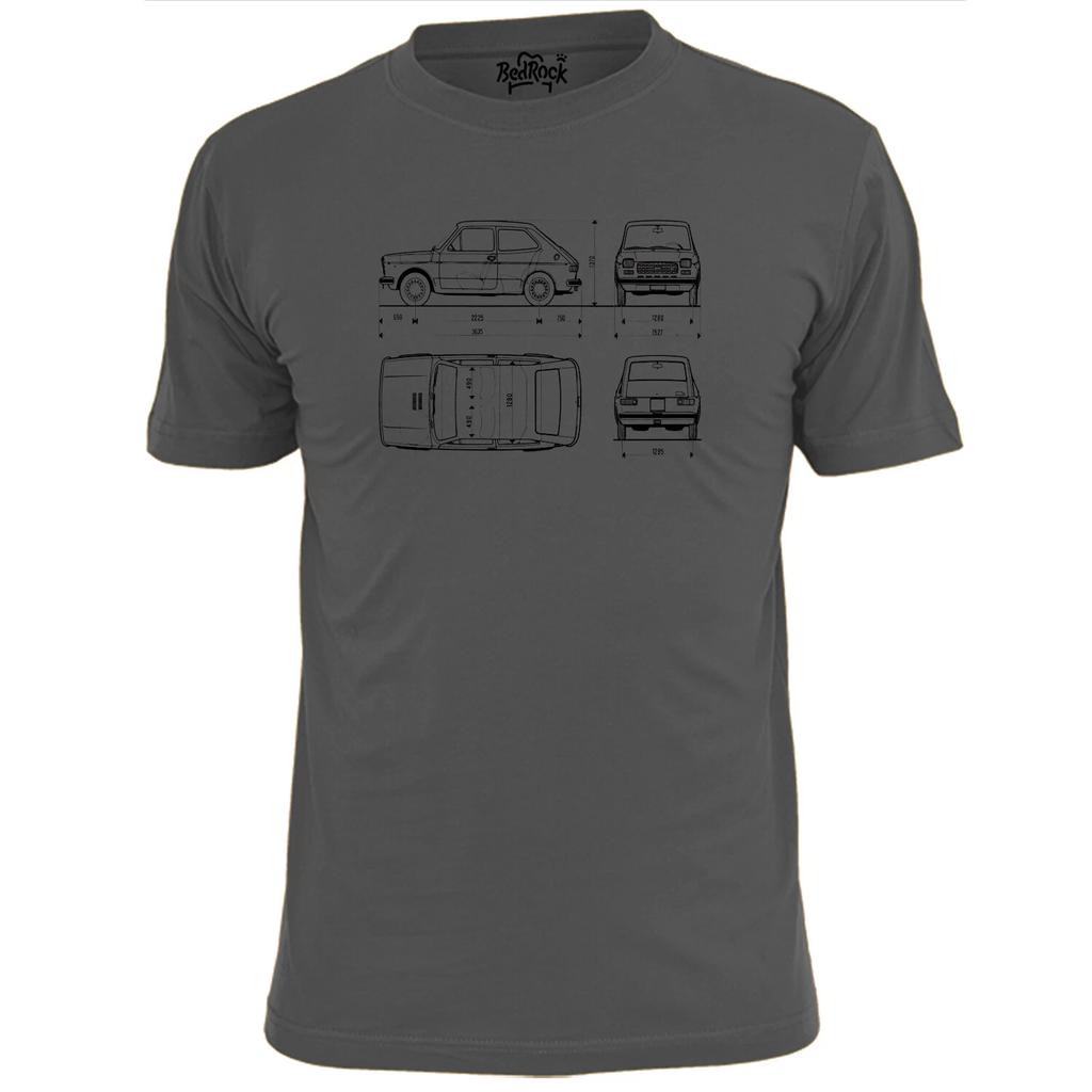 T-shirt Uomo Fiat 127 Blueprint Auto d'Epoca Classico Motore