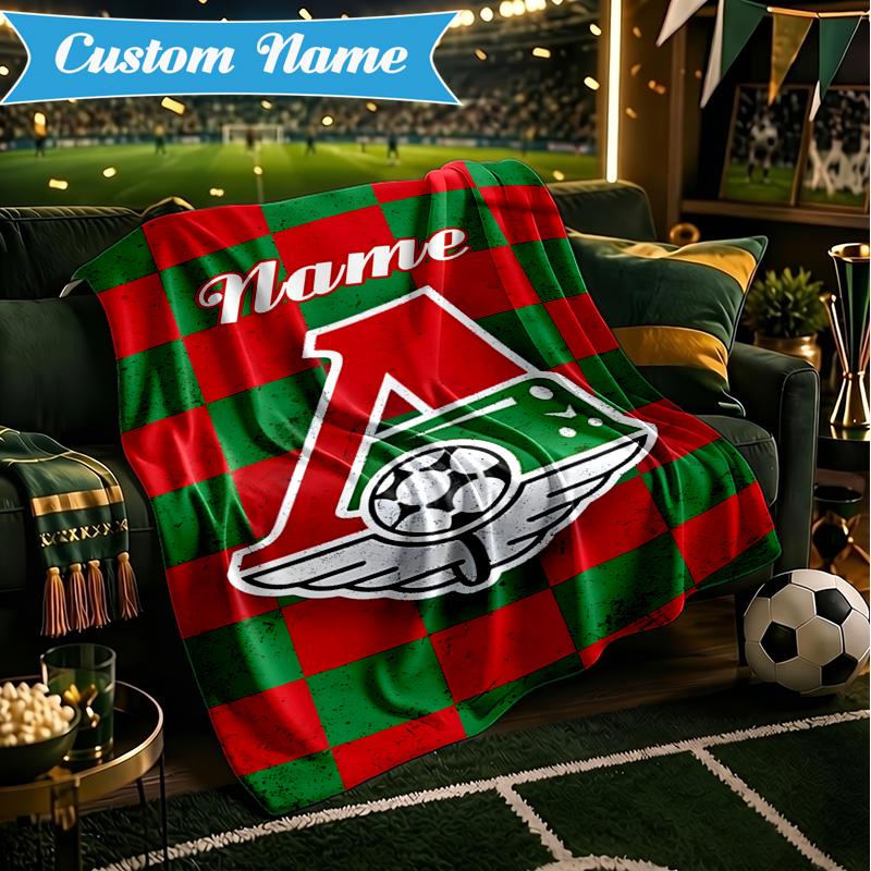 Custom Name White Stripes Soccer Team Blanket Lightweight Ideal Bedding Blanket Perfect for Travel, Camping, Living Rooms, Sofas, Christmas Gift