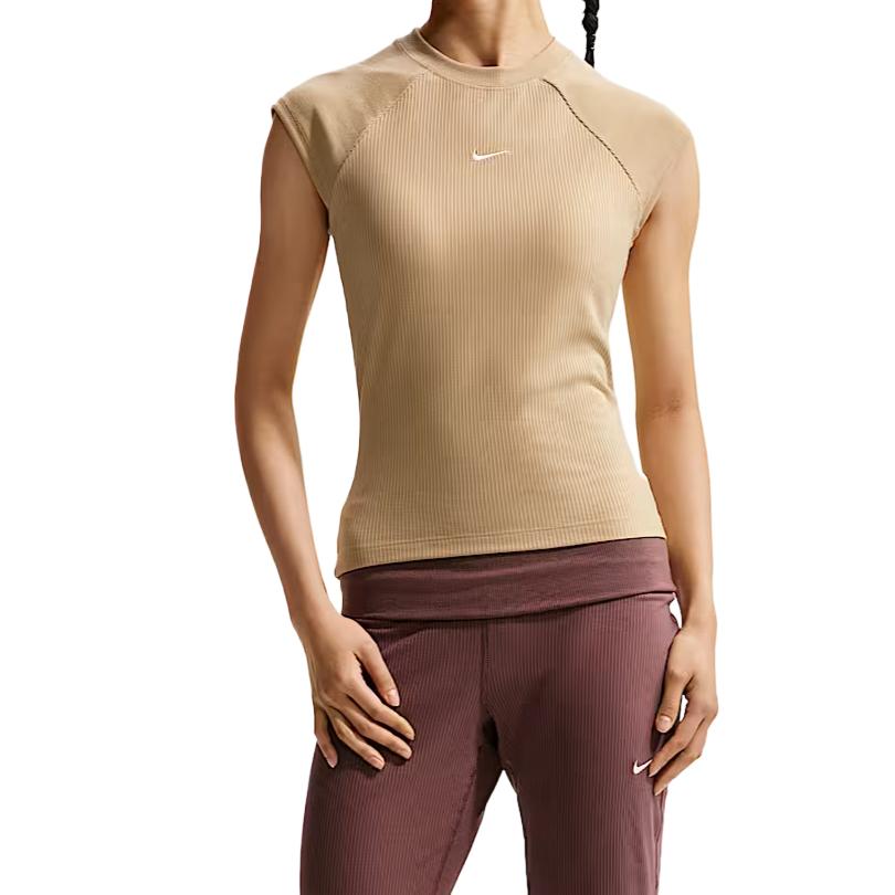 Nike Sportswear Slim Fit Stretch Comfortable Ribbed Raglan Sleeve T-Shirt Women tops IF0243286 XS